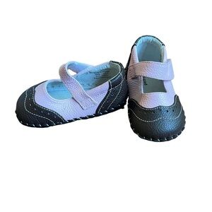 Pediped |‎ Samantha Brown and Pink Soft Leather Soled Mary Shoes Size 6-12Months
